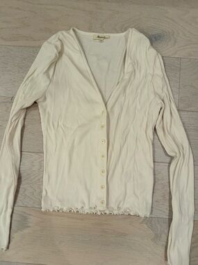 Madewell Ribbed Button-Front Long Sleeve Cardigan